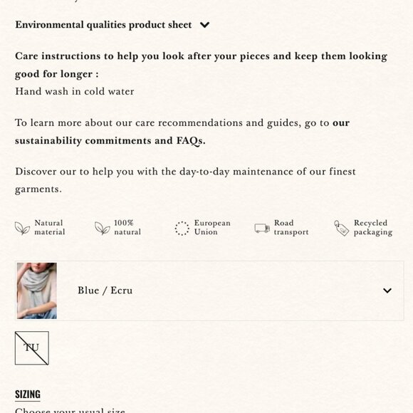 Sezane Seraphine Scarf - Blue Ecru NWT - Picture 5 of 7